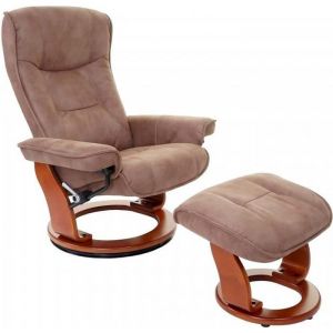 MCA fauteuil relax Hamilton, fauteuil de television + tabouret, tissu, charge max 130kg marron antique miel