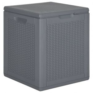 VidaXL Boîte de rangement de jardin gris PP rotin 90 L
