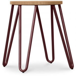 Tabouret Hairpin - 42cm - Bois Clair Et Métal Bronze
