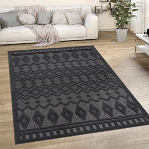 Paco Home - Tapis Exterieur Terrasse Salon Cuisine Motif Scandinave Motif Ethnique Uni 60x100 cm, Anthracite 3
