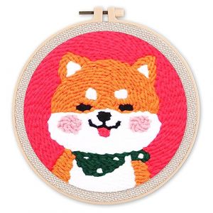 Punch needle chien shiba inu