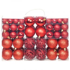 Image de VidaXL Ensemble de boules de Noël 100 pcs 6 cm Rouge