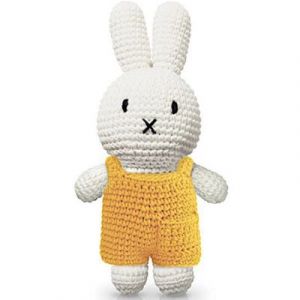 Peluc Miffy en salopette jaune (25 cm) Just Dutch