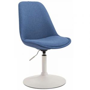 CLP Chaise de salle à manger Maverick tissu bleu Métal blanc mat