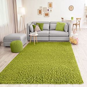 VIMODA Prime Tapis Shaggy Couleur Shaggy Poils Tapis Moderne pour Salon Chambre, Dimensions: 150 cm Carré - Vert, 80x150 cm