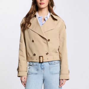 Morgan Trench court ceintur&eacute; beige femme - Taille 44