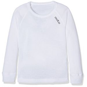 Image de Odlo Crew Neck Warm - T-Shirt - Manches Longues - Enfant - Blanc (White) - FR: 2-3 Ans (Taille Fabricant: 92 cm)