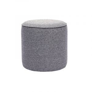 Miliboo Pouf rond en tissu gris clair d40 cm paul