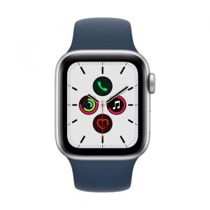 Apple Watch SE GPS, 40mm boitier aluminium argent avec bracelet sport bleu abysse