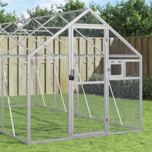 VidaXL Volière argenté 1,79x10x1,85 m aluminium