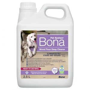 Bona Recharge de Nettoyant en Profondeur pour Parquets 2,5L spécial animaux - Détachant et Destructeur d'Odeurs pour Animaux - Éliminateur d'Odeurs d'Urine de Chat - Spray pour Chiens et Chats
