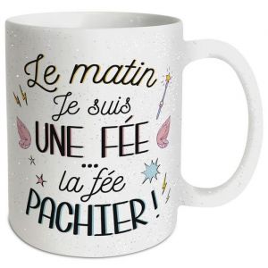MUG C&Eacute;RAMIQUE PAILLETTES LA F&Eacute;E PACHIER 30CL