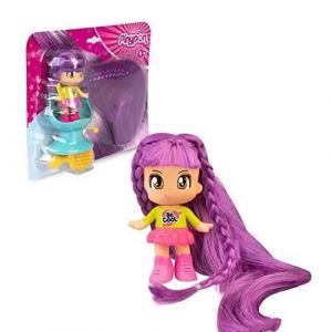 PINYPON, Figurine Cheveux Super Longs, Modèle Cheveux Violet, A coiffer et à Collectionner, 3 Accessoires et 1 Fauteuil de Coiffeur, Jouets pour Enfants à partir de 3 Ans, GIOCHI PREZIOSI, PNY322