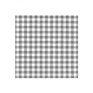 Lot de 20 serviettes en papier carreaux gris