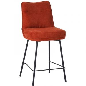 Tabouret de bar Léon tissu terracotta pieds métal