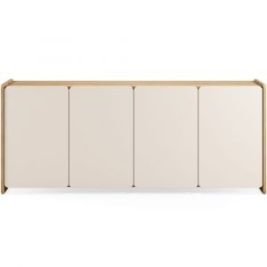 Buffet 4 portes beige et décor chêne 180 cm - Sami