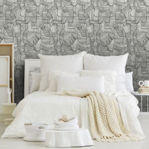 Elle Papier peint Intiss&eacute; Ninon 1005 x 52cm Noir, Blanc