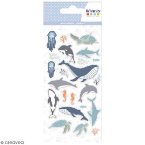 Artémio Stickers puffies Animaux Marins - 23 autocollants