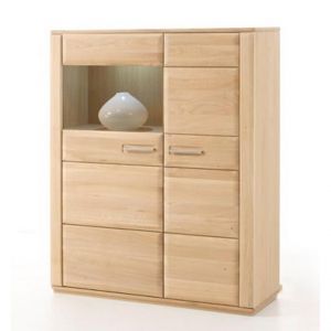 Pegane Vaisselier droite coloris chêne blanchi huilé - Longueur 107 x Hauteur 132 x Profondeur 38 cm