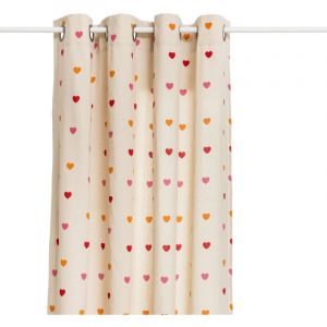Atmosphera Rideau imprim&eacute; c&oelig;ur en coton recycl&eacute;