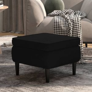 VidaXL Tabouret avec pieds en bois Noir Velours