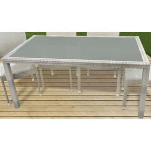 Art & Jardin Table de jardin rectangulaire Astona en résine tressée et plateau en verre 160 x 90 x 74 cm