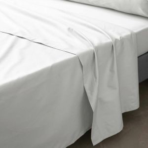 Douceur d'int&eacute;rieur, Drap Plat (240 x 300 cm) Percaline Blanc, 100% Coton