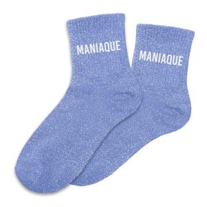 Sud trading Chaussettes Paire de chaussettes Maniaque bleues pailletées