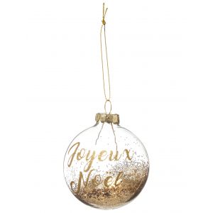 JJA Boule de no&euml;l en verre paillettes dor&eacute;es 7 cm - Or