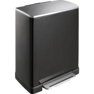 Eko Poubelle ? p?dale E-Cube 28 L+18 L Noir mat
