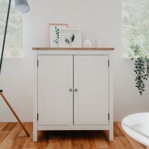 Calicosy Commode de Rangement 2 portes L80 cm - Décor Blanc - Bergen