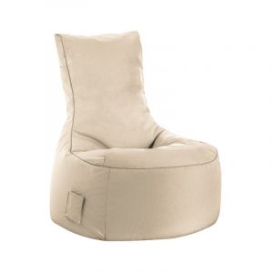 Pouf d'extérieur beige avec dossier 95x65x90 cm