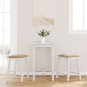 VidaXL Chaises de bar avec coussins 2 pcs blanc bois massif d'hévéa