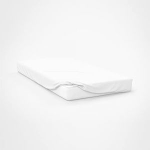 Soleil d'Ocre Drap housse en coton 57 fils 140x200 cm UNI blanc, par - Blanc