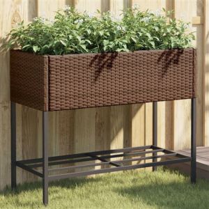 Image de VidaXL Jardini&egrave;re Avec &Eacute;tag&egrave;re Marron R&eacute;sine Tress&eacute;e