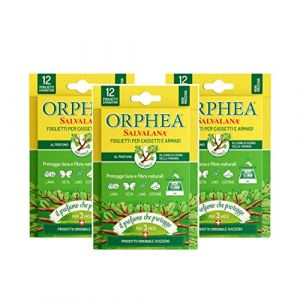 Orphea Foglietti Salvalana per Cassetti e Armadi,per Lana e Vestiti, Profumo Legni di Cedro, 3 Pack