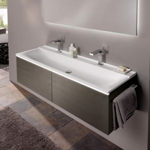 Geberit Keramag Xeno 2 lavabo avec 2 trous pour robinet et sans trop-plein, 140x48cm, blanc, 500277001 - 500.277.00.1