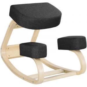 Image de Tabouret ergonomique - siège assis à genoux - chaise à genoux grand confort - bois bouleau polyester noir
