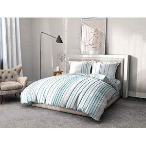 Parure de Couette 100% Coton 57 fils couleurs - Bleu, matière - 100% coton, tailles - 220 x 240 cm - Bleu