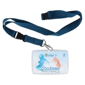 Porte-badge couleur motif pétrole Color Pop - PVC - cordon de sécurité avec détache-rapide - France