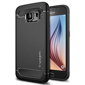 Spigen Coque Galaxy S6, Spigen® [Imitation Carbone] Coque Anti-Chocs pour Galaxy S6 **NOUVEAU** [Capsule Ultra Rugged] [Black] Protection Ultime contre les Chocs et les Chutes pour Galaxy S6 - Black (SGP11439)