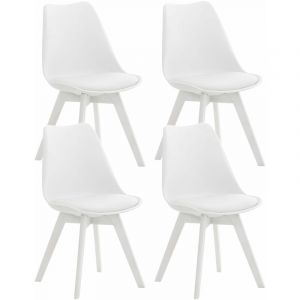 CLP Lot de 4 chaises de cuisine Linares blanc/blanc Plastique