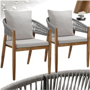TecTake Chaise de jardin Bois d'acacia lasuré et résistant aux intempéries 59 x 58 x 76,5 cm et capacité de charge de 120 kg
