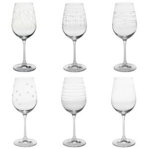 Image de Table passion Graphik - 6 verres à pied cristallin motifs gravés (35 cl)