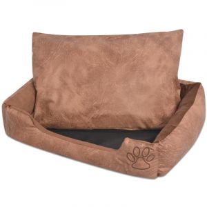 Image de VidaXL Lit pour chiens avec coussin Cuir artificiel PU Taille M Beige