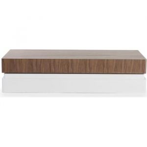 La Maison du Canapé Table basse bois/laqué SIDONY - Noyer/Blanc - Bois foncé 30 Bois Foncé