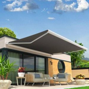 Image de Intersun Store banne double pente ENARGITE 4,00x2x3,00 M (Manuelle - Blanc - Taupe)