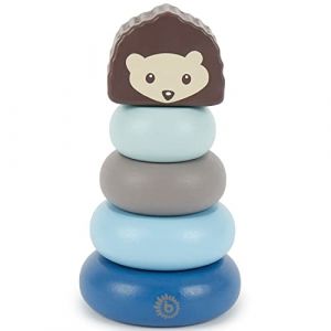 Bieco Tour empilable en Bois Hérisson | 13,5 cm Bleu | Jeu à emboîter à partir de 1 an | 5 pièces | Jouet Moderne en Bois pour bébé | Briques en Bois à empiler Jouet de motricité pour bébé