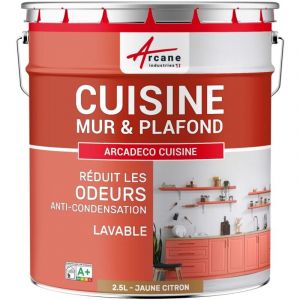 Arcane industries Peinture cuisine lessivable absorbe les odeurs - 2.5 l Jaune citron - ral 1012