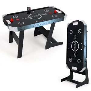 Image de Table Air Hockey Pliable COSTWAY Moteur Puissant 12V-Tableau de Marqueurs LED Numérique-2 Batteurs et 2 Palets-Surface Jeu 133x65cm